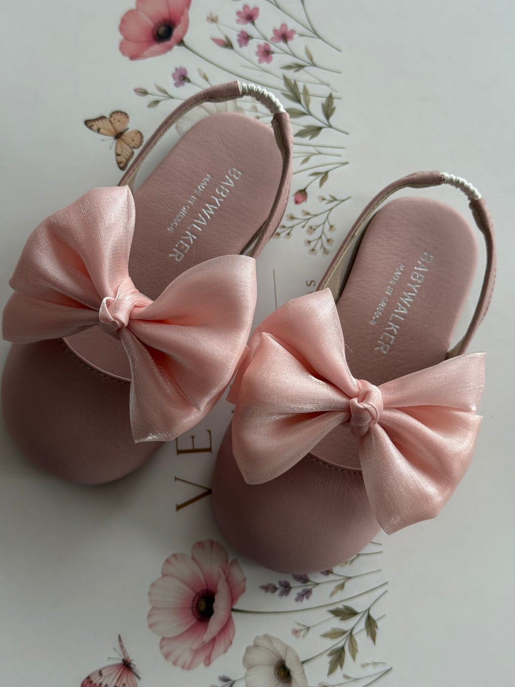 Girls Pink Shoes with  Bow Babywalker