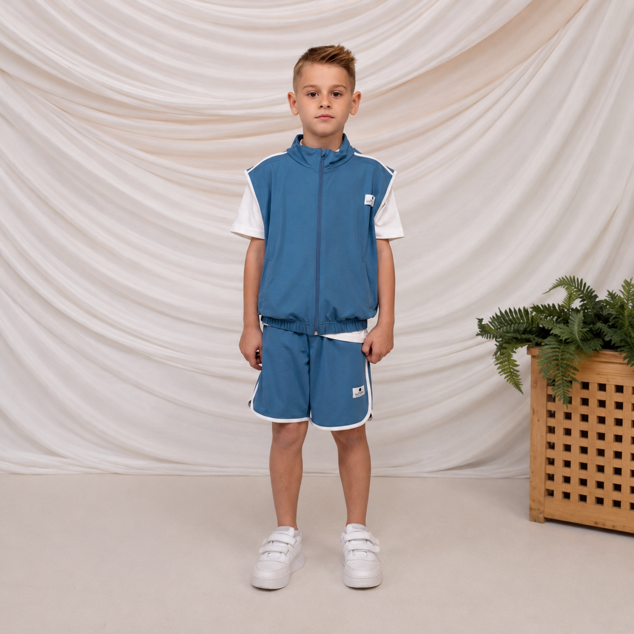 Blue Kids Set for Boys | Sleeveless Vest & Shorts