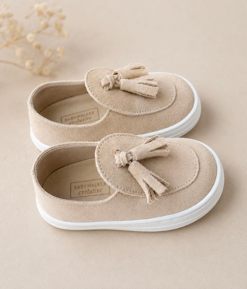 Kids Beige Suede Casual Loafers Babywalker
