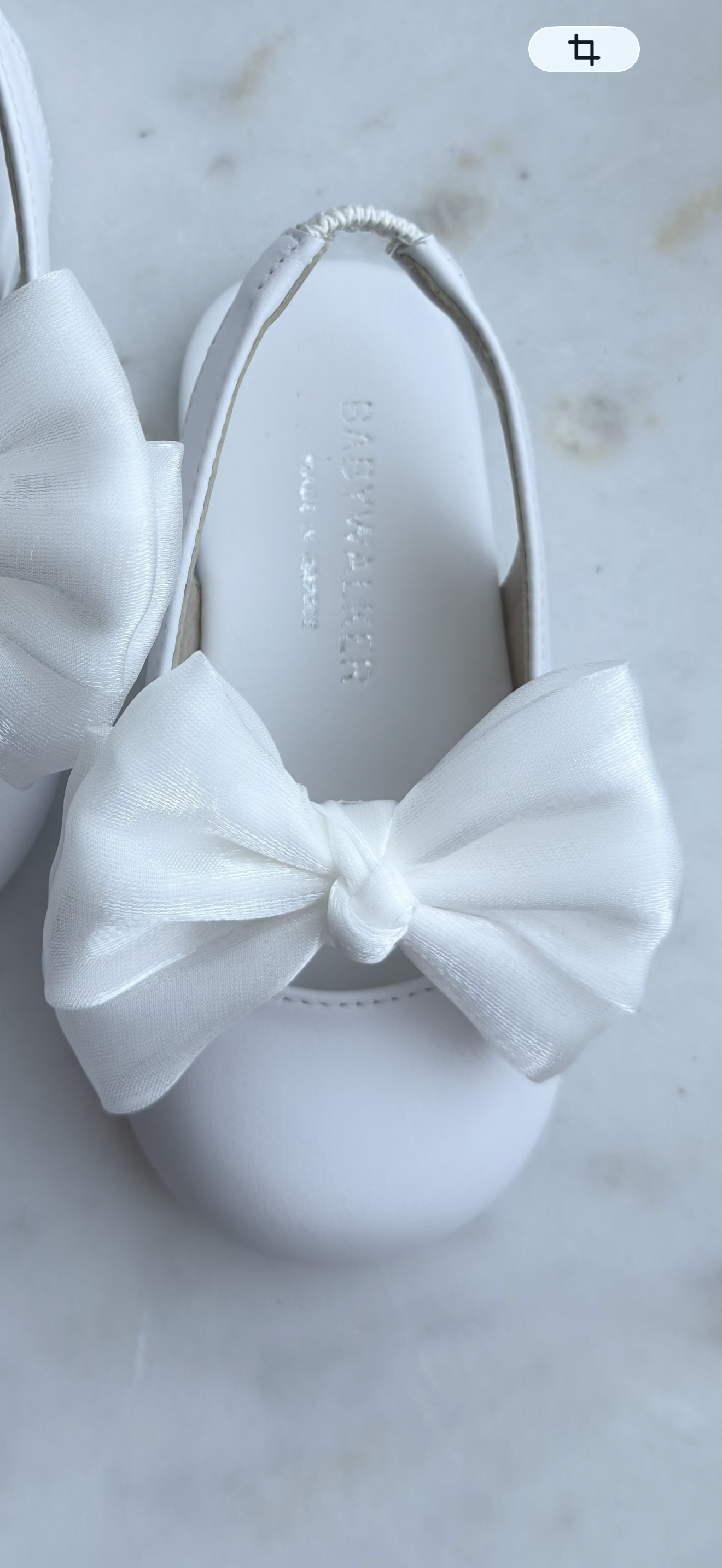 Girls White Shoes with  Bow Babywalker