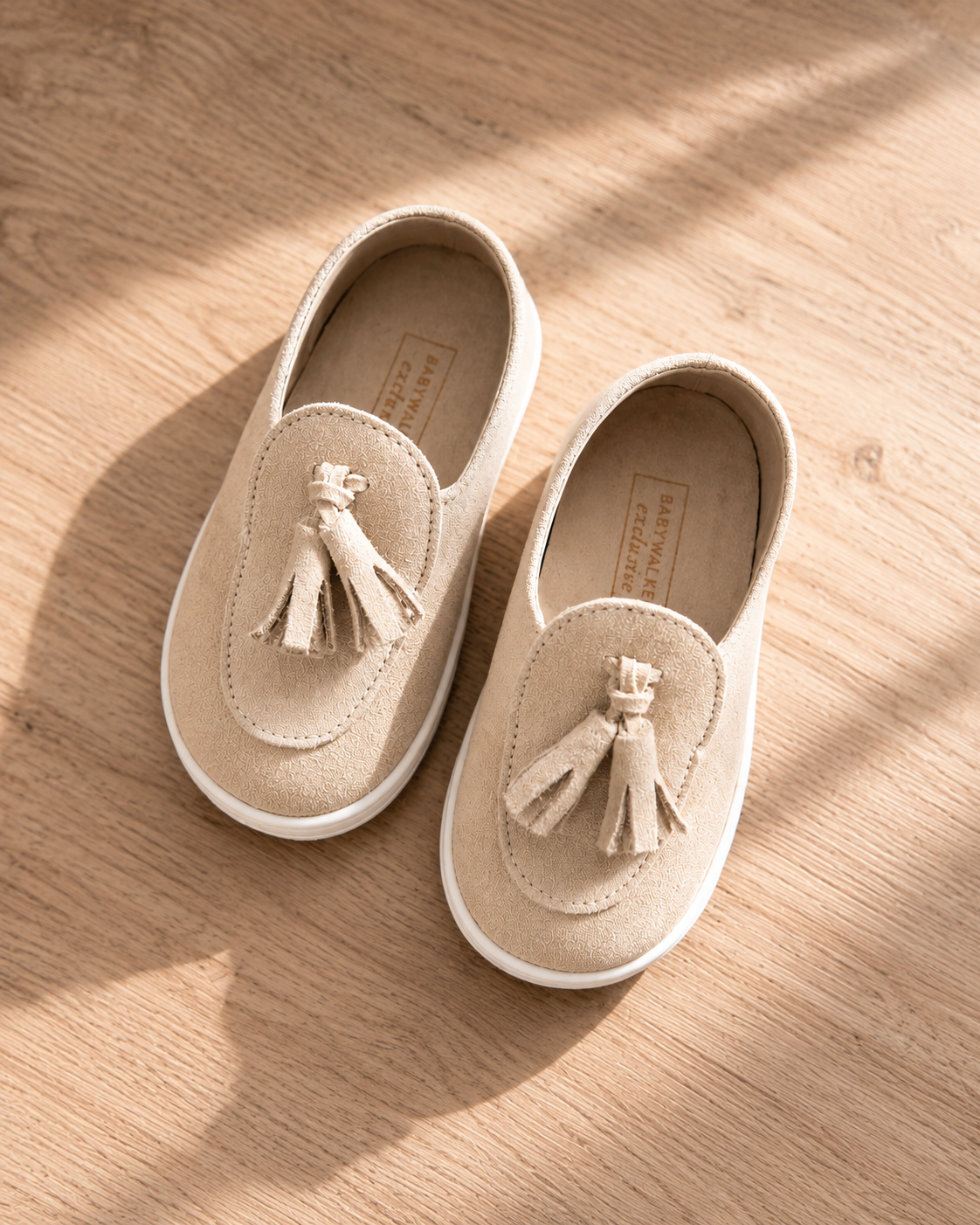 Kids Beige Suede Casual Loafers Babywalker