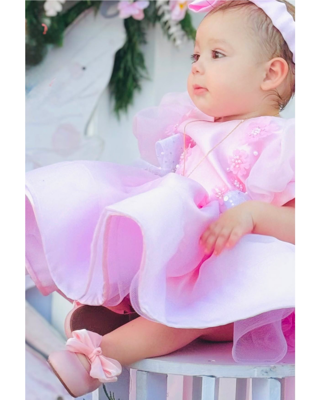 Girls Pink Shoes with  Bow Babywalker