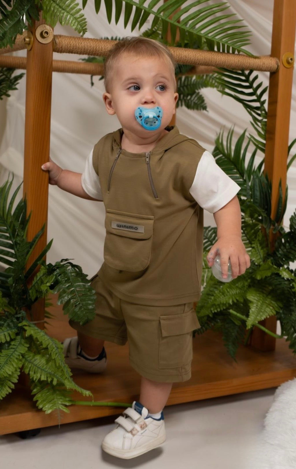 2PCS SET SHORT-SLEEVE HOODED TOP  & CARGO SHORTS