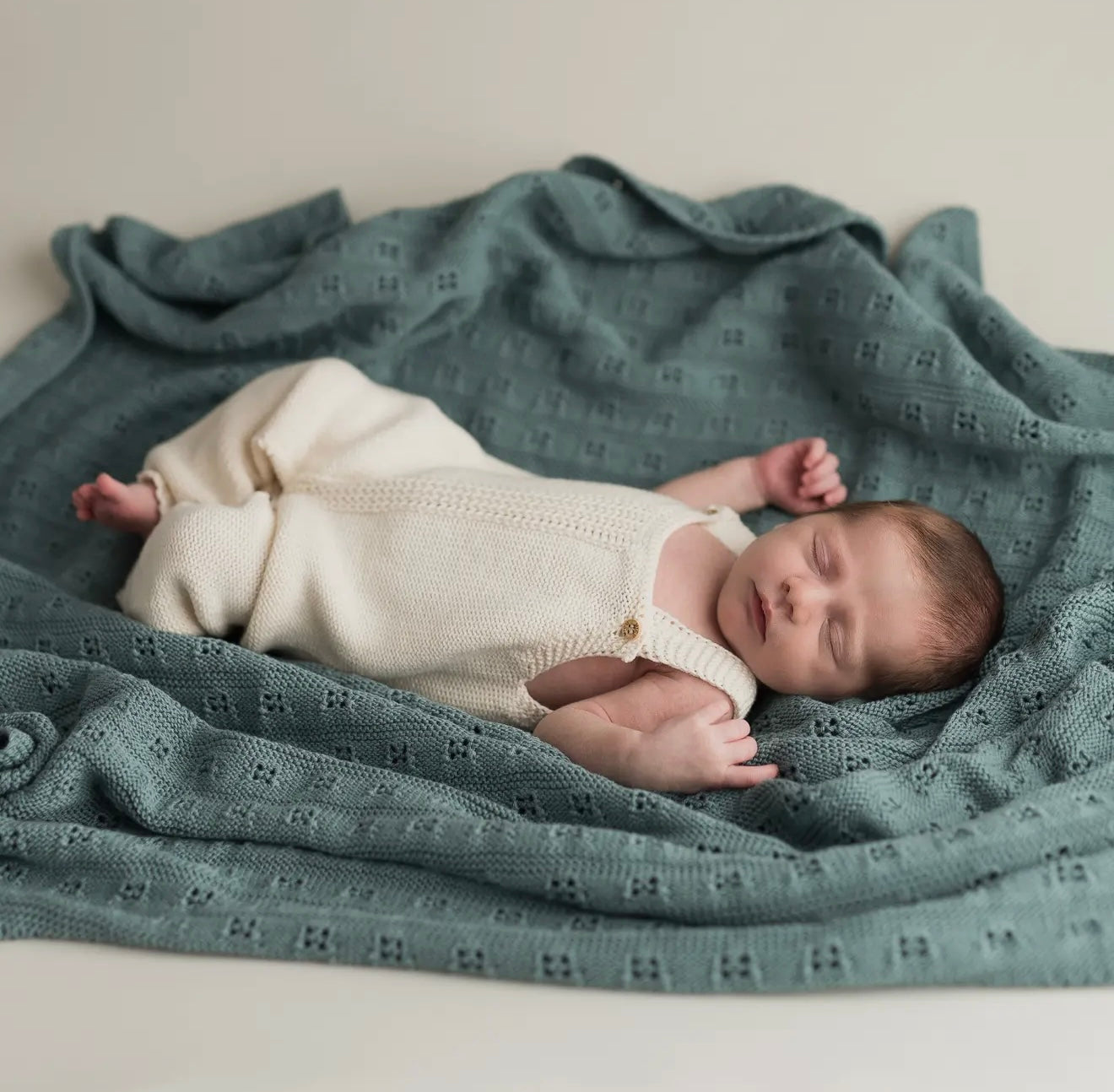 Baby Blanket – Openwork Knit (Jeans Color)