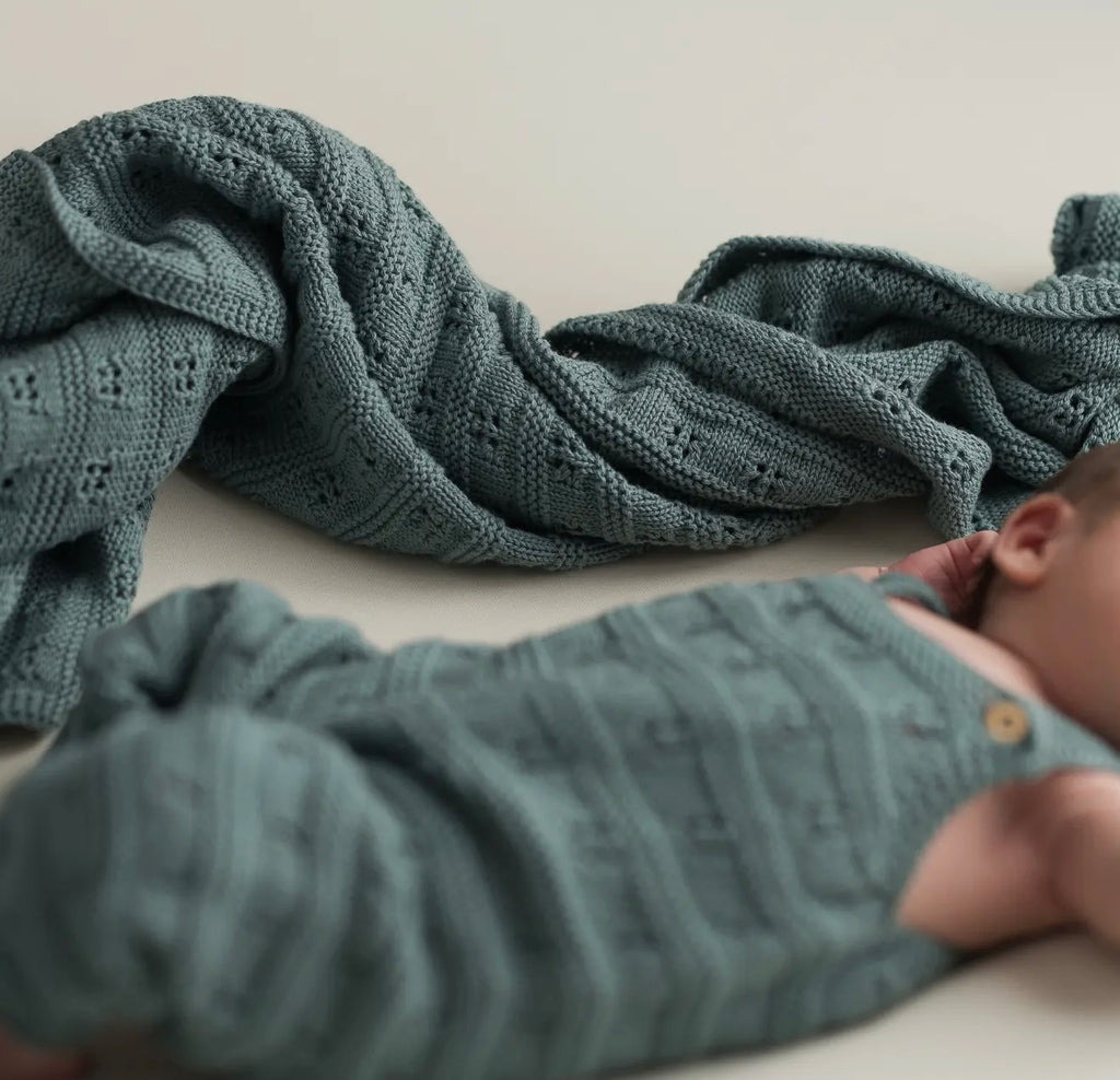 Baby Blanket – Openwork Knit (Jeans Color)
