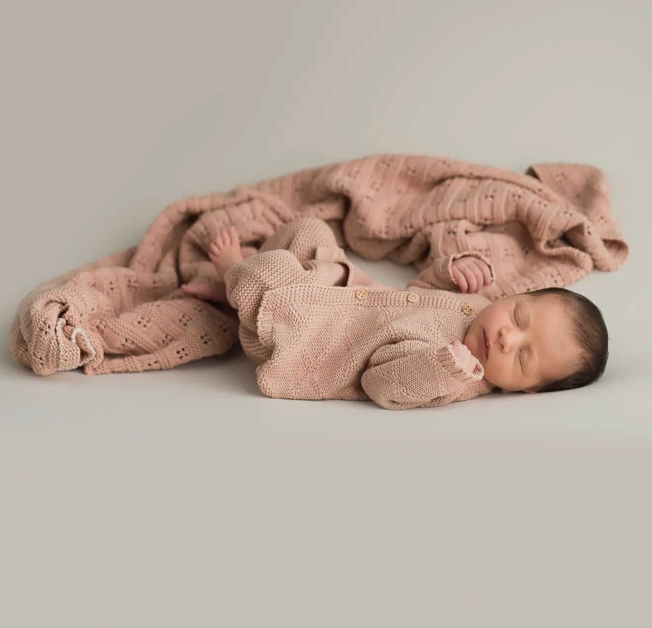 Baby Blanket – Openwork Knit (Pink)