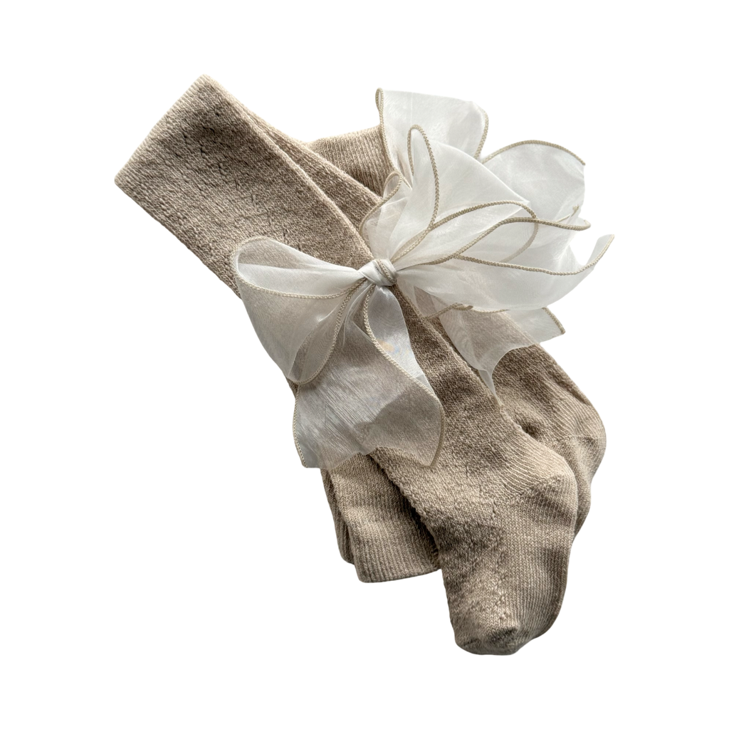 Baby Tights with Hand-Sewn Organza Bow