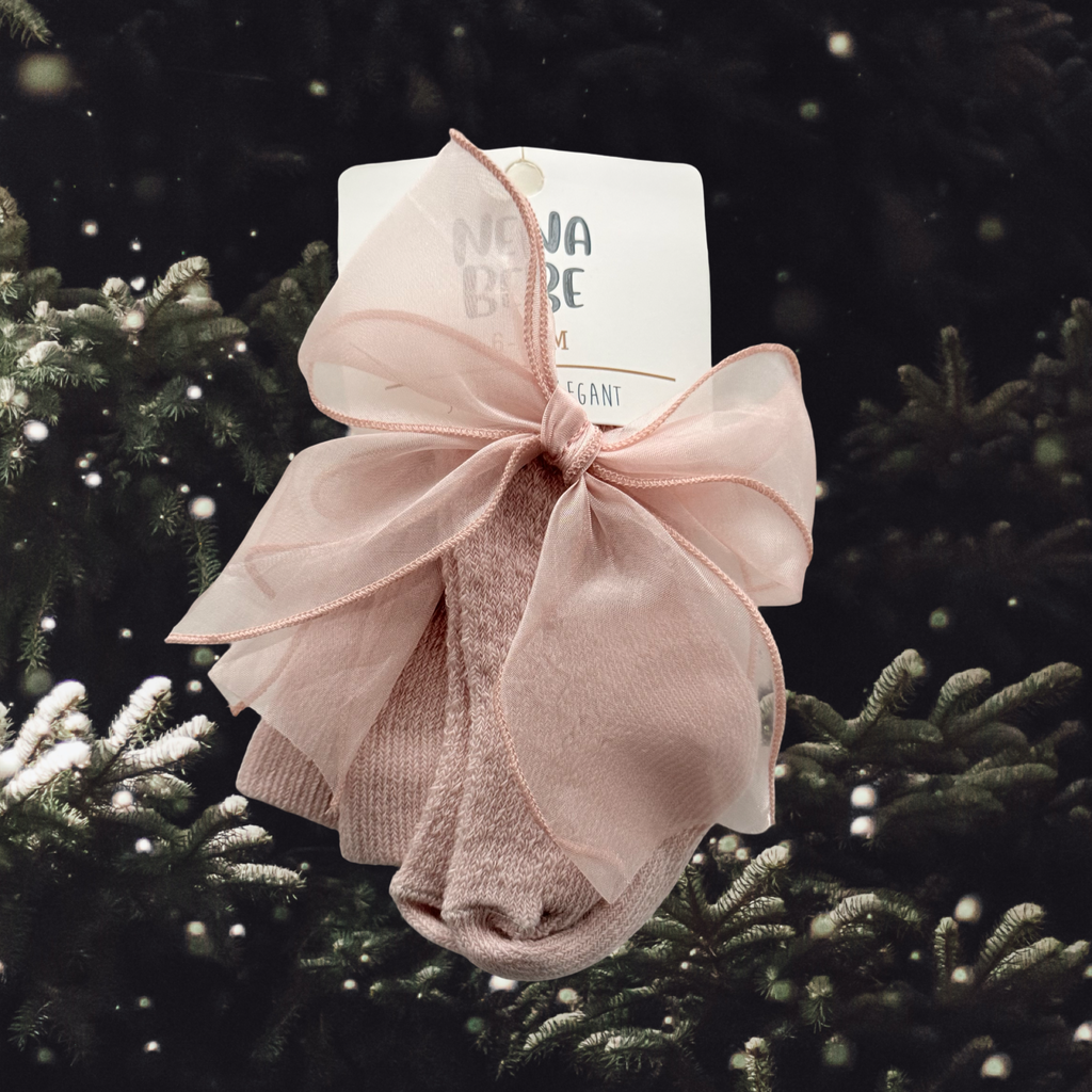 Baby Tights with Hand-Sewn Organza Bow