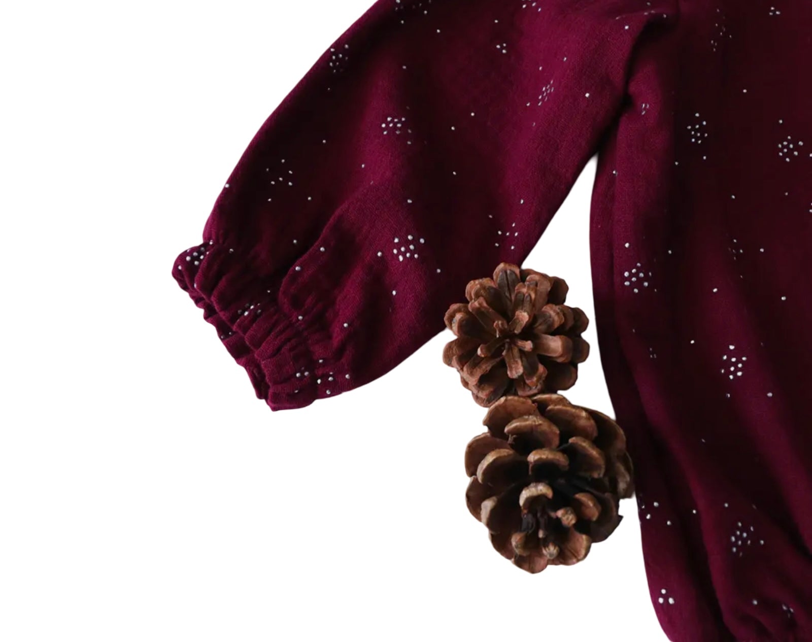 Burgundy Glitter Baby Romper with Claudine Collar