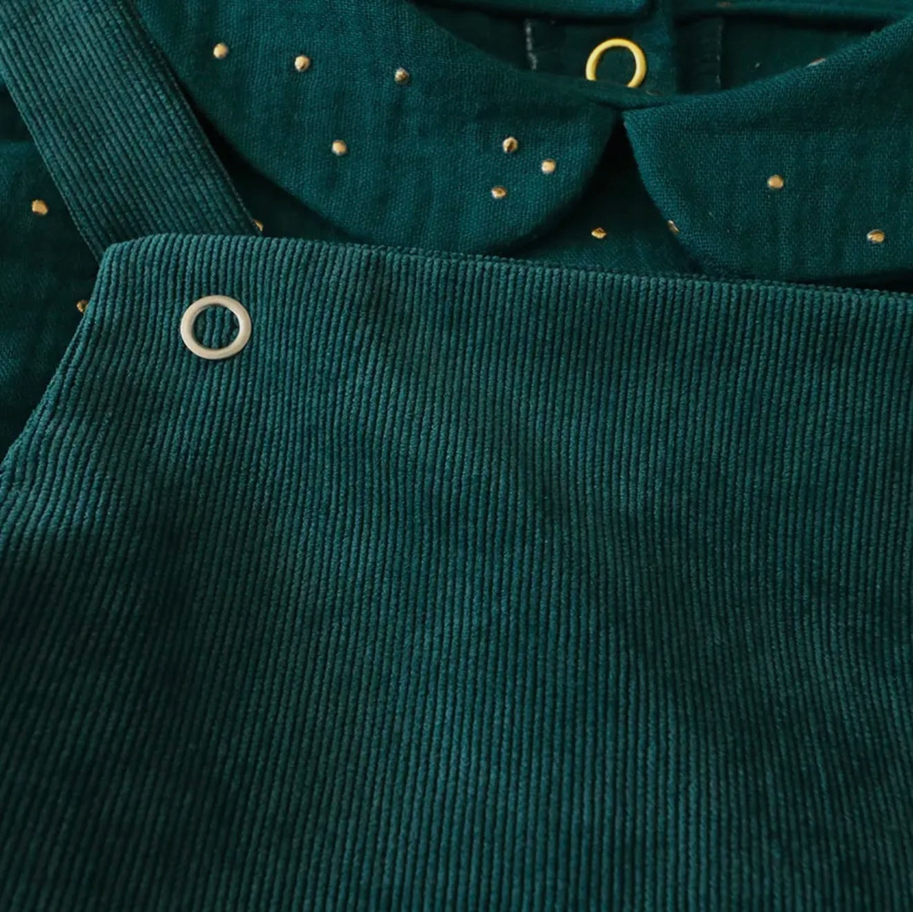 Petit Martin Emerald Baby Dress Corduroy Pinafore for Babies Veloura collection Petit Martin Emerald Baby Dress Corduroy Pinafore for Babies Veloura collection
