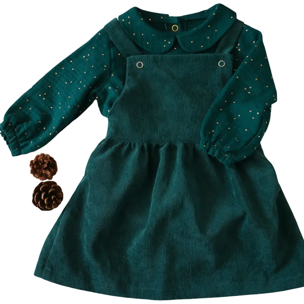 Emerald Green Corduroy Pinafore Dress