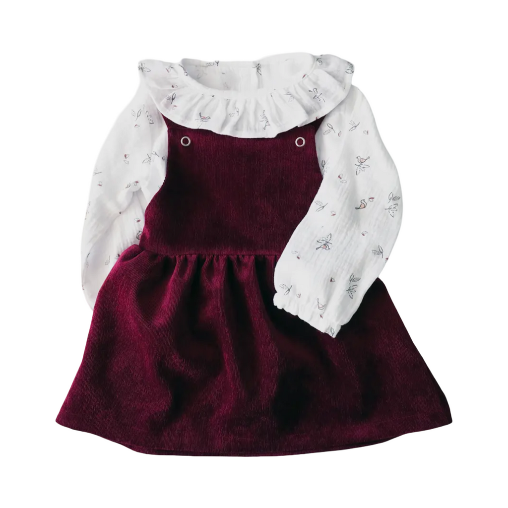 Burgundy Corduroy Baby Pinafore Dress