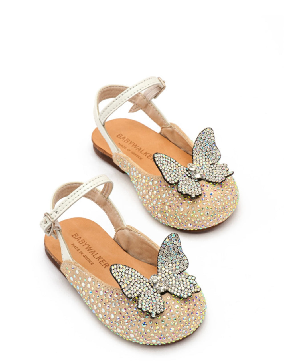 Babywalker Girls Ivory Sandals with Strass Butterfly