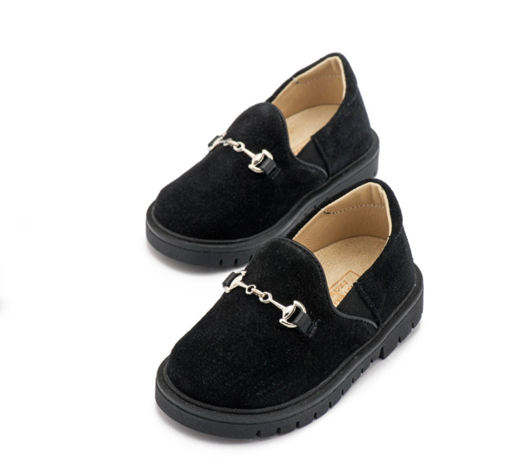 Babywalker Kids Black Suede Casual Loafers