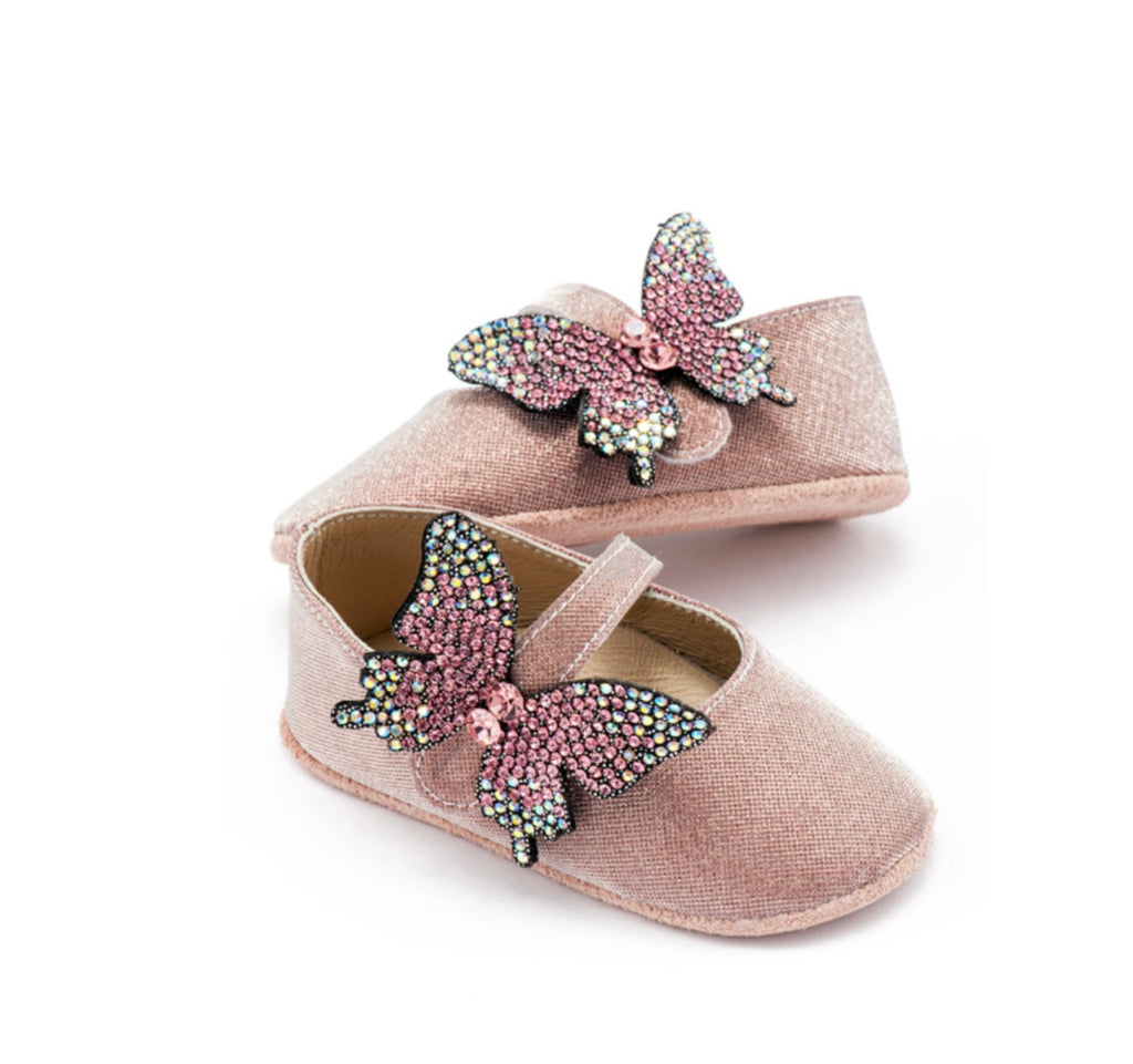 Pink Baby Girl Butterfly Soft Sole Shoes Babywalker