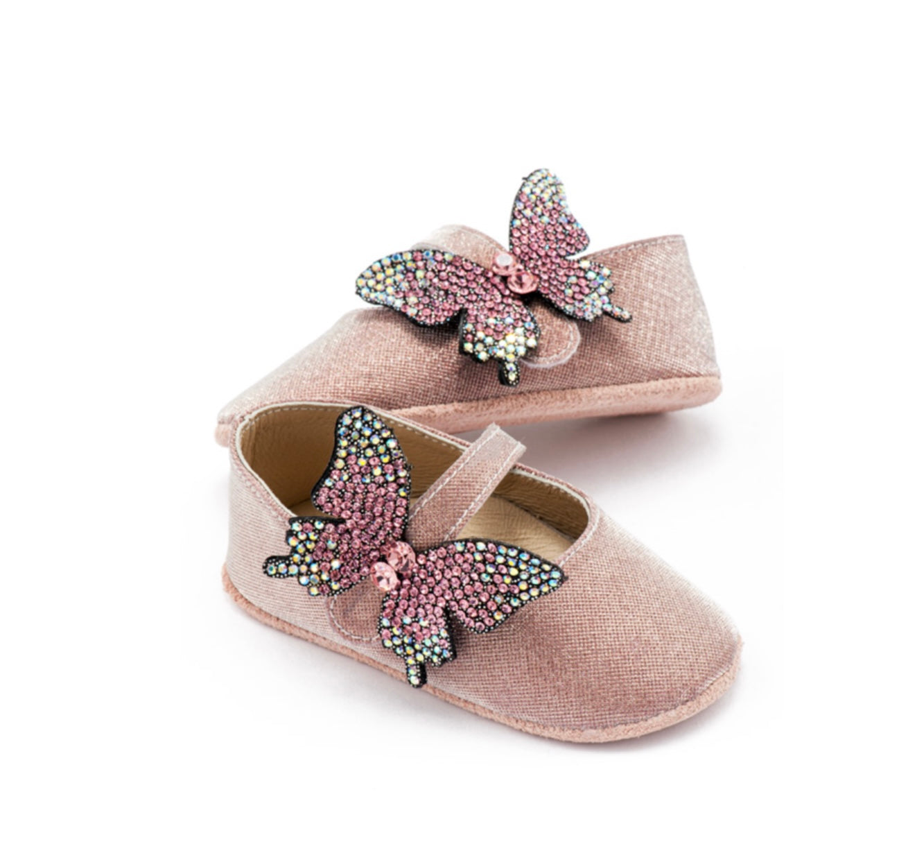 Pink Baby Girl Butterfly Soft Sole Shoes Babywalker