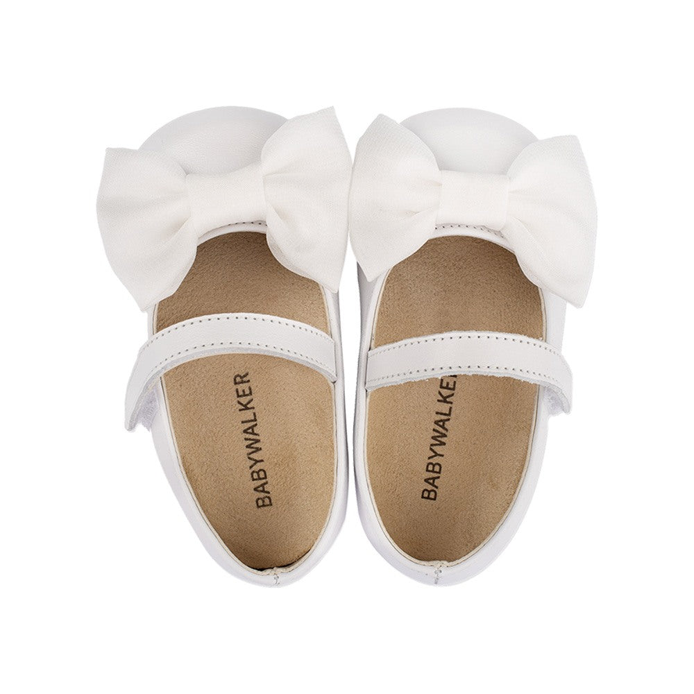 White Baby Crib Shoes with Bow Babywalker
