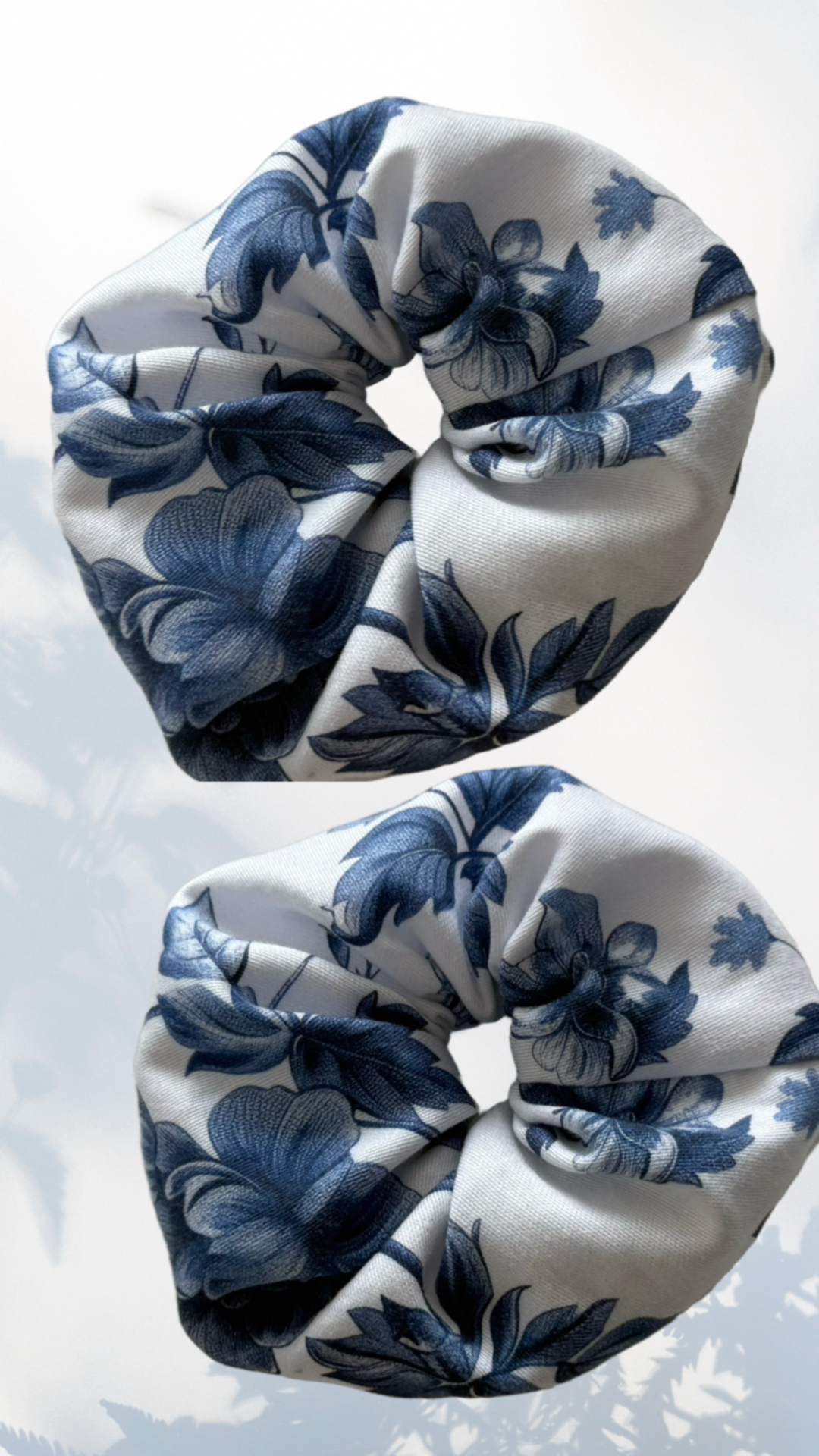 Mini Cotton Scrunchie – Blue Blossom (Handmade)
