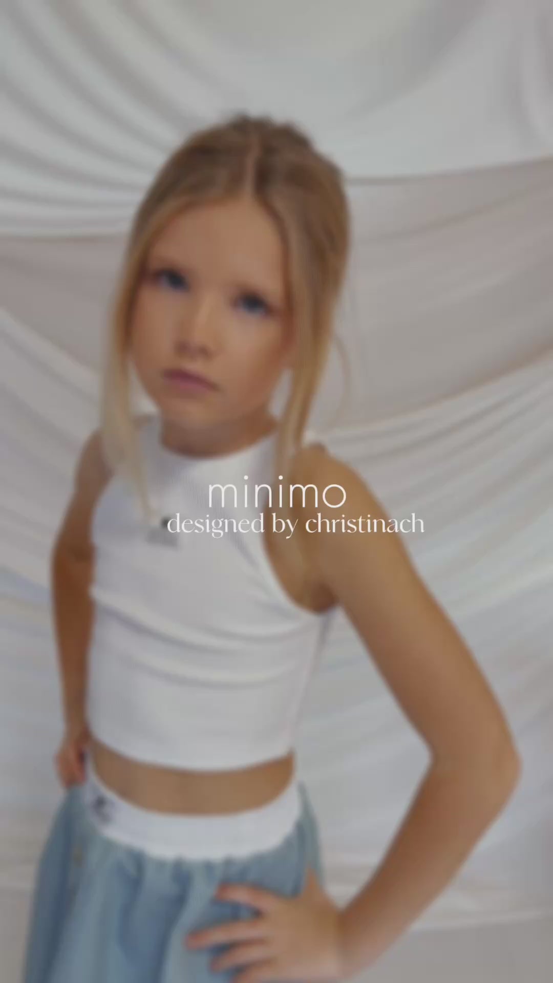 White Crop Top & Blue Skirt Set for Girls